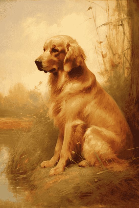 Hondenposter | Golden retriever poster | Dog Poster | Dierenposter | 51x71cm | Geschikt om in te lijsten