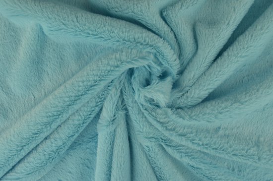 10 meter bont stof - Zacht - Aqua blauw - Pluche stof op rol