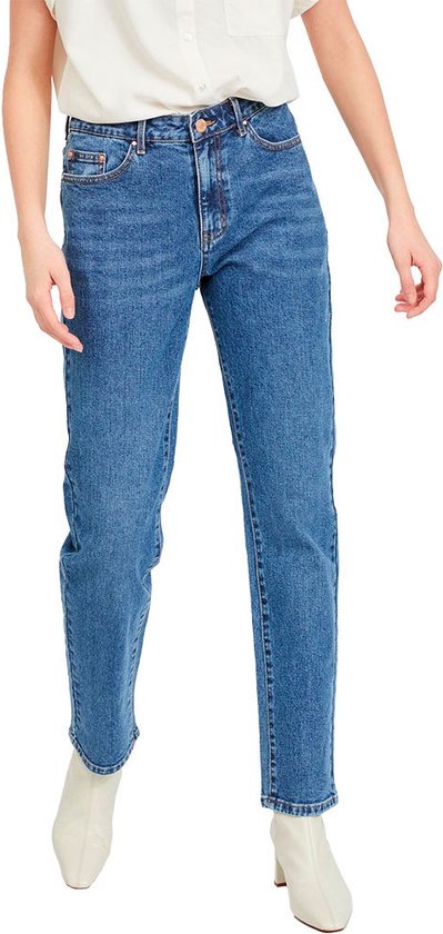 Vila Stray Dl Jeans droit à taille régulière - Femme - Denim Blue Medium - W40 X L32
