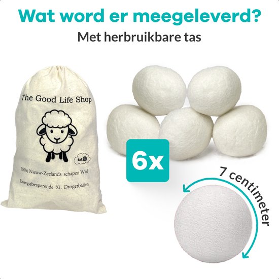 The Good Life Shop XL Drogerballen Set van 6 XL wasbollen voor