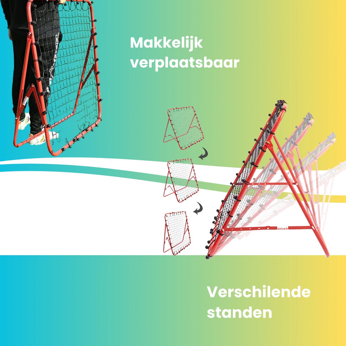 Raku Sports - Voetbal Rebounder Voetbaldoel - Accessoires & Spullen voor Training - Voetbalgoal met Pionnen - Trainingsmateriaal - Stuitbaltrainer - Rebounder — afbeelding 3