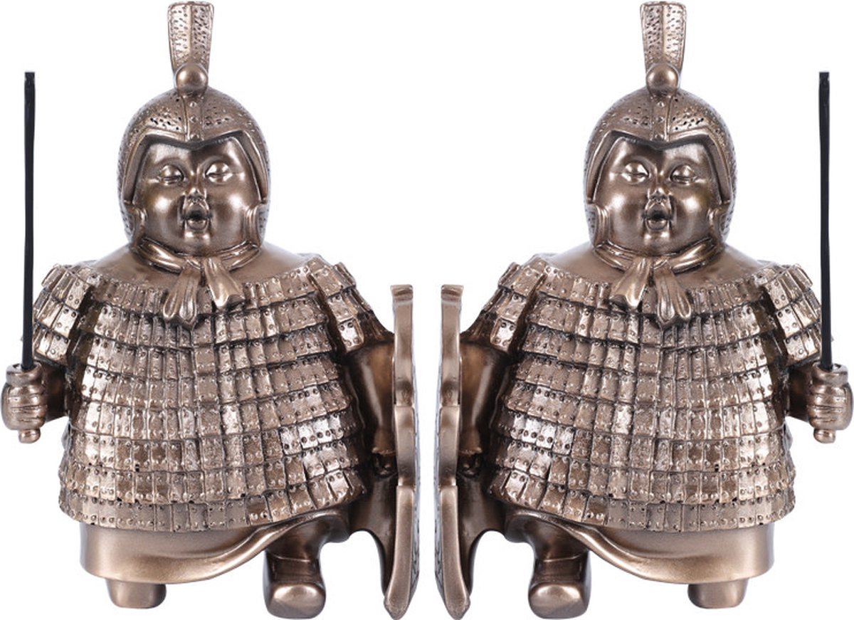 Fine Asianliving Terracotta Beelden Boekensteun Set/2 Brons B14xD10xH21cm