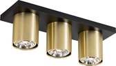 QAZQA tubo - Moderne Plafondspot | Spotje | Opbouwspot - 3 lichts - L 36 cm - Zwart Goud - Woonkamer | Slaapkamer | Keuken