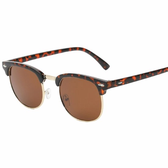 Fako Sunglasses® - Club Style Zonnebril - Polariserend - Dames - Heren - Luipaard/Goud - Bruin