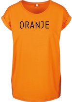 T-shirt Dames Oranje - Maat M - Oranje - Zwart - Dames shirt korte mouw met tekst