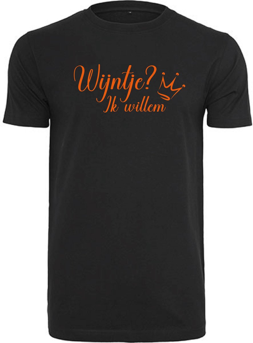 T-Shirts Heren Wijntje-Zwart - Oranje-S