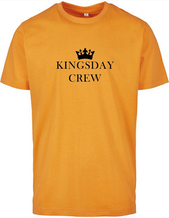 T-shirt Heren Crew - Maat XXL - Oranje - Zwart - Heren shirt korte mouw met tekst