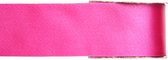 1x Hobby/decoratie fuchsia roze satijnen sierlinten 2,5 cm/25 mm x 25 meter - Cadeaulint satijnlint/ribbon - Striklint linten fuchsiaroze