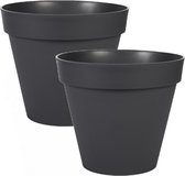 2x stuks bloempotten Toscane kunststof zwart D20 x H17 cm - 3 liter - Potten/plantenpotten