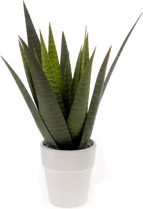 3x Kunstplant aloe vera groen in pot 23 cm - Kamerplant groene aloe vera