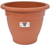 Terra cotta kleur ronde plantenpot/bloempot kunststof diameter 50 cm - Plantenbakken/bloembakken voor buiten