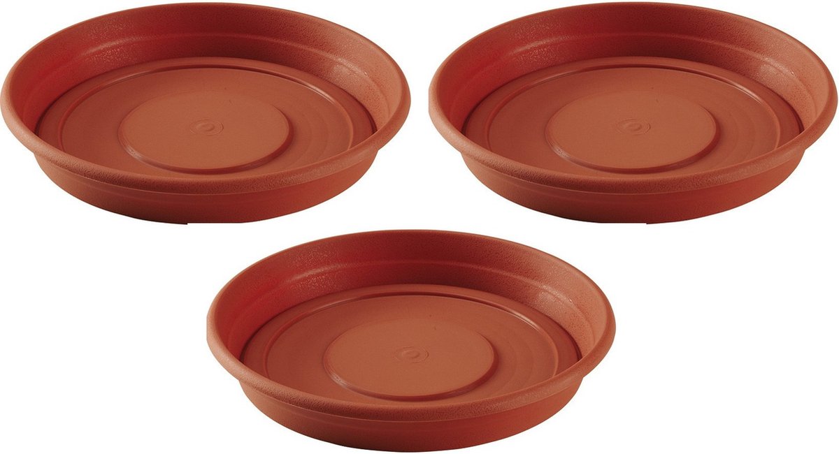 Hega Hogar Bloempot/plantenpot onderschaal - Set van 3x stuks - D30 cm - terra cotta kleur - kunststof - onderschaal/opvangbord - voor pot 30 cm