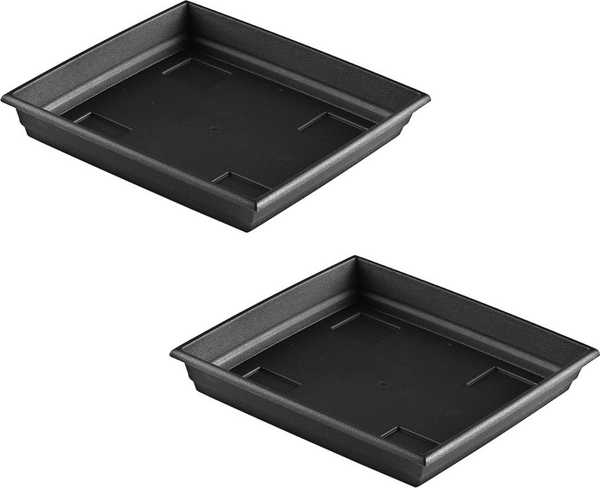 Bloempot Onderschaal - Set van 2x stuks - antraciet - Kunststof - 27 cm