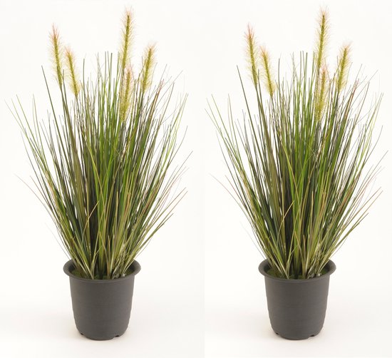 Set van 2x stuks kunstplanten groen gras sprieten 45 cm - Grasplanten/kunstplanten voor binnen gebruik