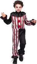 Wilbers & Wilbers - Monster & Griezel Kostuum - Ondeugende Scary Gary Clown Kind Kostuum - Rood, Zwart - Maat 152 - Halloween - Verkleedkleding