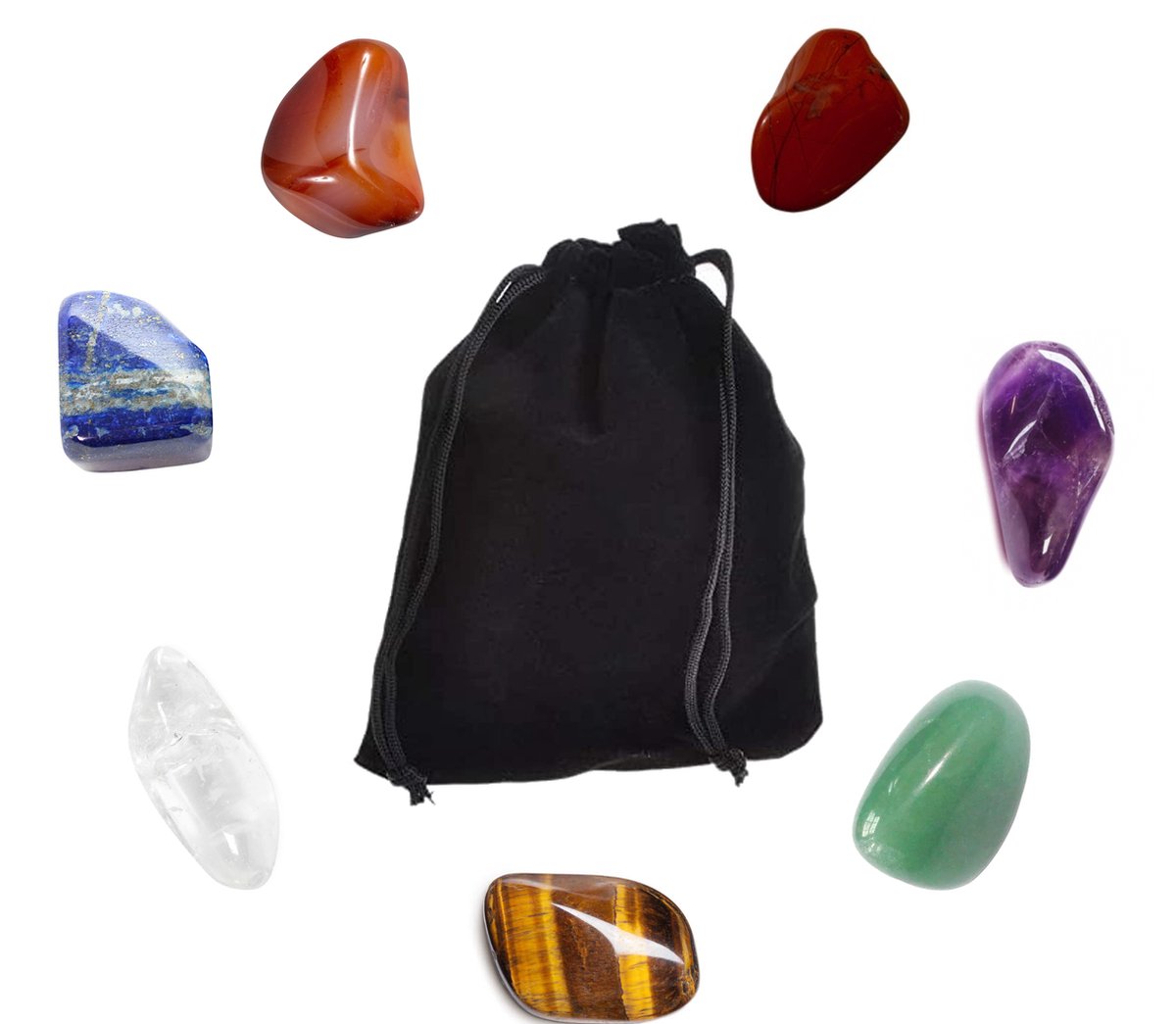VDYXEW Set edelstenen, helende stenen, 7 chakra-stenen, helende kristallen, cadeauset voor kristaltherapie, meditatie, yoga, genezende kristallen