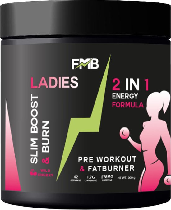 Pre Workout Fat Burner For Women Fit Met Bruno - Lady Pre Workout - Fat Burner - Wild Cherry - 335 g | bol