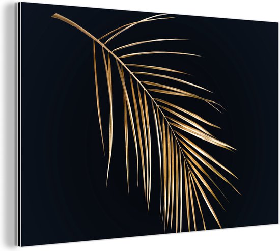 Décoration murale Métal - Peinture Aluminium Industriel - Plantes - Or - Zwart - Feuilles - Luxe - 180x120 cm - Dibond - Photo sur aluminium - Décoration murale industrielle - Pour le salon/chambre
