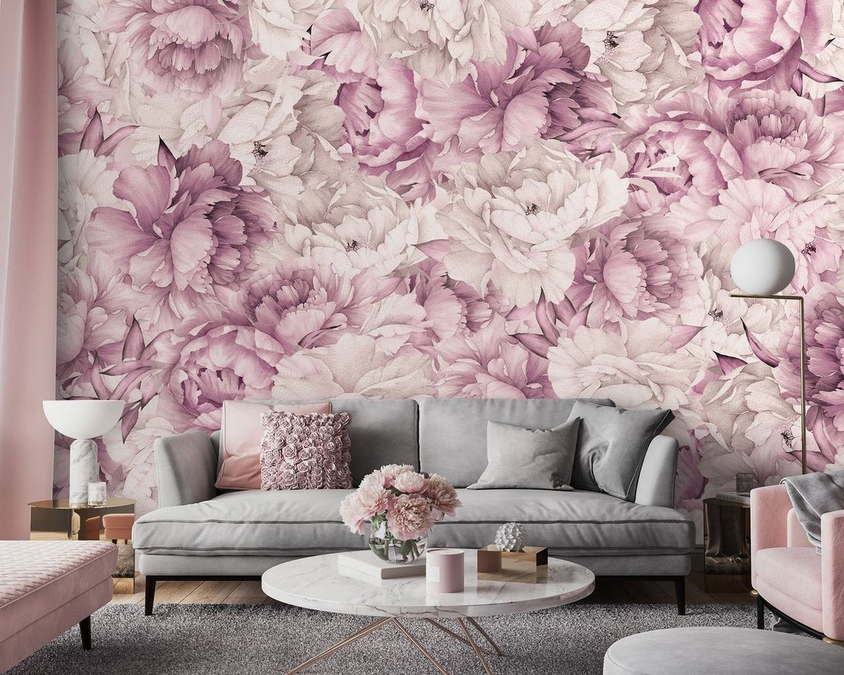Pioenrozen behang Vintage Pastel | voor klein en groot