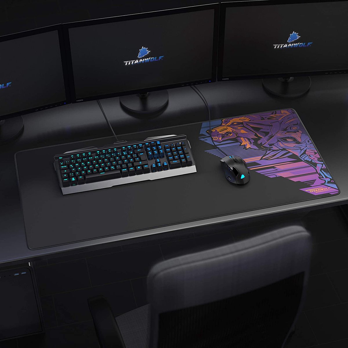 CSL-Computer - Tapis de souris XXL Speed Gaming Titanwolf noir 900