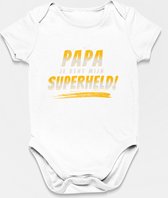 Vaderdag Cadeau - Romper Papa Je Bent Mijn Superheld - Maat 80 - Kleur Wit - 100% Katoen