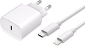 Cazy Power Delivery Chargeur USB-C 20W + Câble USB-C vers Lightning - Convient pour iPhone - 75cm - Wit