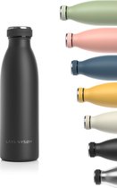 LARS NYSØM - 'Ren' Roestvrijstalen drinkfles 500ml - BPA-vrij geïsoleerde waterfles 0,5 Liter - Onyx Black