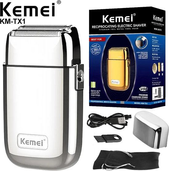 Kemei TX1 - Shaver - Scheerapparaat - Scheren - Silver Edition