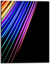 Dibond - Gekleurde Lichtstrepen op Zwarte Achtergrond - 30x40 cm Foto op Aluminium (Wanddecoratie van metaal)