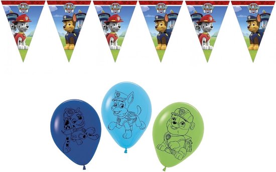 Toyland® Chase & Marshall Paw Patrol folieballonpakket - 2 x 32 karakterballonnen & 1 x 40 cijferballon - Kinderfeestdecoraties