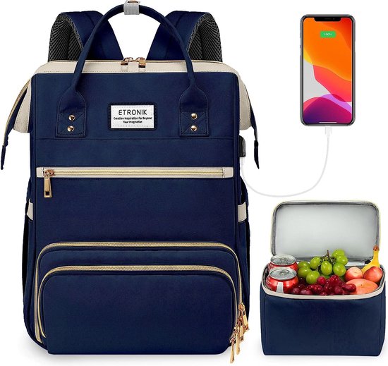 Sac à Dos Lunch Femme, Sac à Dos pour Ordinateur Portable 15,6 Pouces  avec