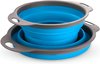 foto van HI NATURE™ Vergiet opvouwbaar set van 2 stuks - Inklapbare vergiet - Groot en klein vergieten - Siliconen vergiet BPA Vrij | Vaatwasbestendig - Hittebestendig | Blauw