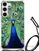 Beschermhoesje Geschikt voor Samsung Galaxy S23 Telefoon Hoesje met doorzichtige rand Pauw