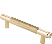 Lavuzo Handgreep Ribbel Satijn Goud 128 mm | Boorafstand 96 mm | Per Stuk | Meubelgreep goud | Gouden deurgreep