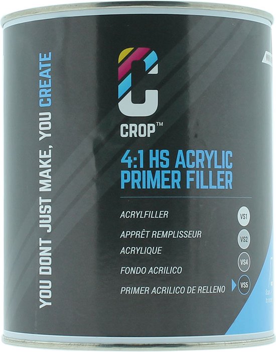 CROP 2K HS Acryl Primer Filler ZWART VS5 Blik 1 liter
