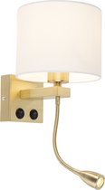 QAZQA brescia combi - Art Deco Dimbare Smart Wandlamp met flexarm incl. wifi met Dimmer voor binnen - 1 lichts - D 21 cm - Wit - Woonkamer | Slaapkamer | Keuken