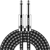 Sounix Câble Guitare Câble Instrument - Câble Guitare 6.35mm vers 6.35mm - Plaqué Or - 2m - Zwart