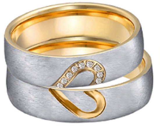Jonline Prachtige Ringen voor hem en haar|Trouwringen|Vriendschapsringen|Relatieringen|Hart| Geel