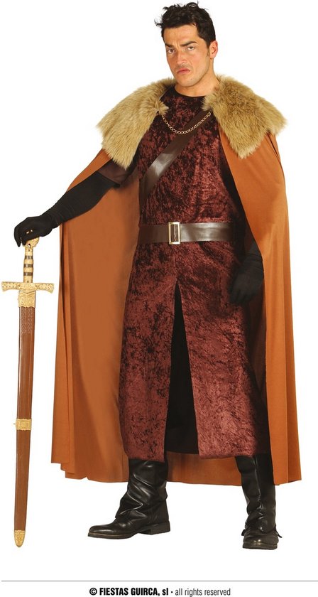 Guirca - Middeleeuwse & Renaissance Strijders Kostuum - Heer Van De Hooglanden Ridder - Man - Bruin - Maat 54-56 - Carnavalskleding - Verkleedkleding