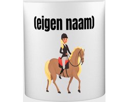 foto van Akyol - paardrijder vrouw met eigen naam Mok met opdruk - paarden - paarden liefhebbers - mok met eigen naam - iemand die houdt van paarden - verjaardag - cadeau - kado - 350 ML inhoud