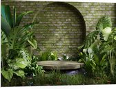 PVC Schuimplaat- Tuin met Groene Planten - 100x75 cm Foto op PVC Schuimplaat