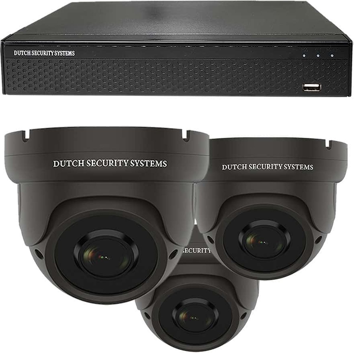 Camerabeveiliging 2K QHD - Sony 5MP - Set 3x Dome - Zwart - Buiten & Binnen - Met Nachtzicht - Incl. Recorder & App