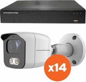 Camerabeveiliging 2K QHD - Sony 5MP - Set 14x Bullet - Wit - Buiten & Binnen - Met Nachtzicht - Incl. Recorder & App