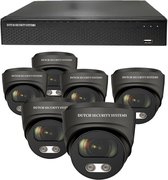 Camerabeveiliging 2K QHD - Sony 5MP - Set 6x Audio Dome - Zwart - Buiten & Binnen - Met Nachtzicht - Incl. Recorder & App