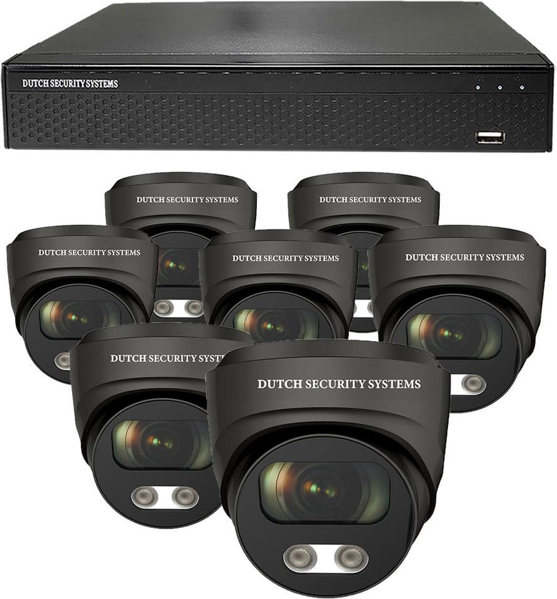 Draadloze Beveiligingscamera 4K Ultra HD - Sony 8MP - Set 7x Dome - Zwart - Buiten & Binnen - Met Nachtzicht - Incl. Recorder & App