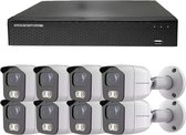 Draadloze Camerabeveiliging - Sony 5MP - 2K QHD - Set 8x Bullet - Wit - Binnen & Buiten - Met Nachtzicht - Incl. Recorder & App
