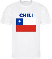 Chili - T-shirt Wit - Voetbalshirt - Maat: 134/140 (M) - 9 - 10 jaar - Landen shirts