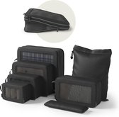 ONYX Compressie Packing Cubes - 7 stuks - Koffer Organizer Set - Compressie rits - Voor koffers en tassen - Zwart