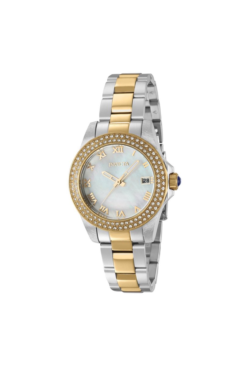 Invicta Angel 36075 Dames Horloge - Waterdicht - Analoog - Quartz Uurwerk - Roestvrij Staal met parelmoeren Wijzerplaat - 34mm