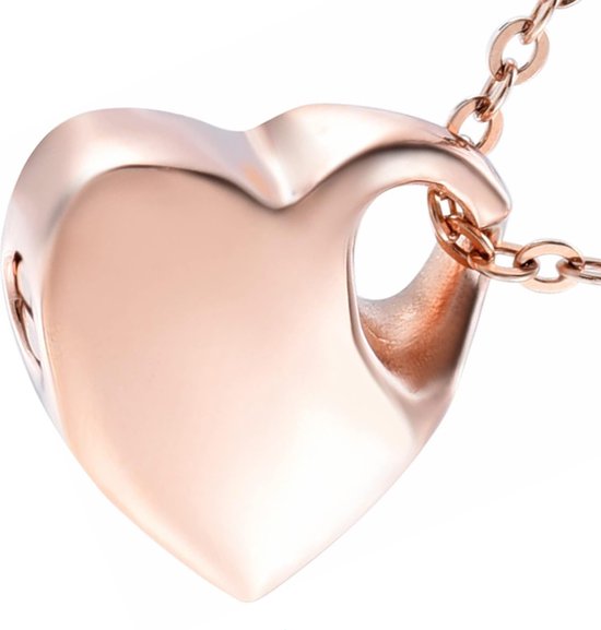 Luxe Ashanger - met Ketting - Voor As, Haren of Parfum - Assieraad - As Ketting - Gedenksieraad - Urn - Incl. As vuller en Opbergzakje - Pinky Heart